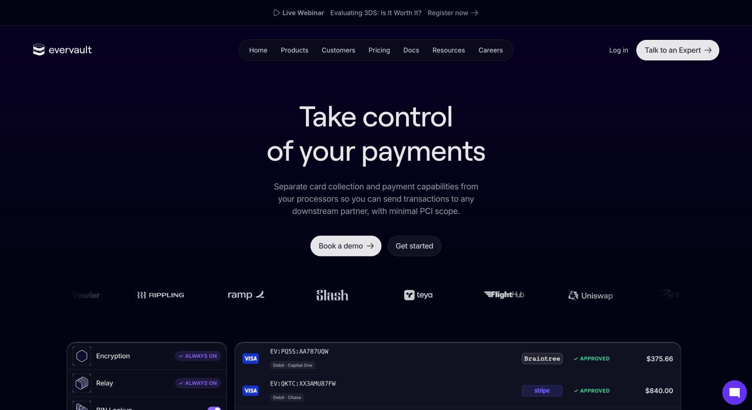 The Evervault homepage