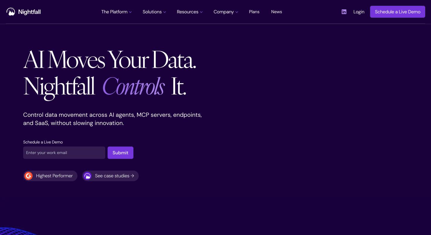 The Nightfall AI homepage