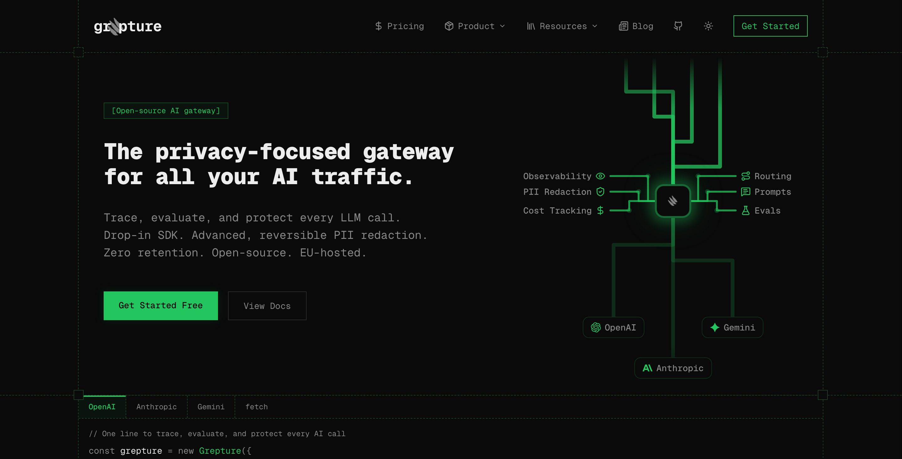 Grepture homepage