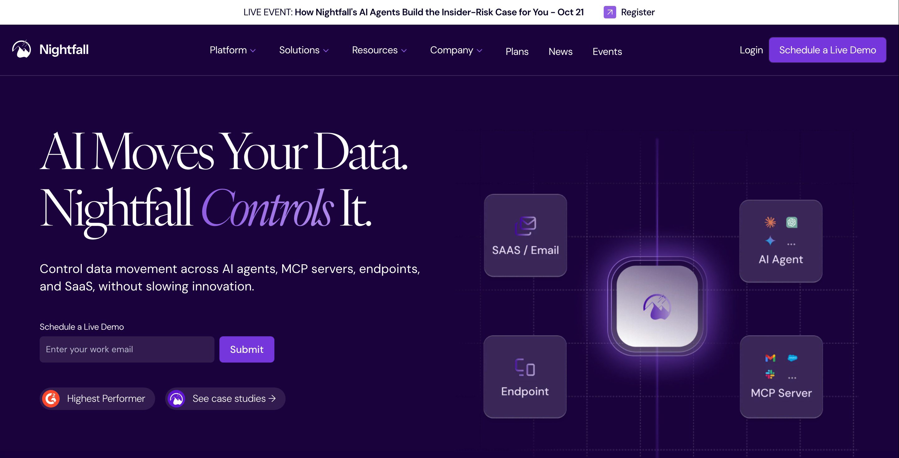 Nightfall AI homepage