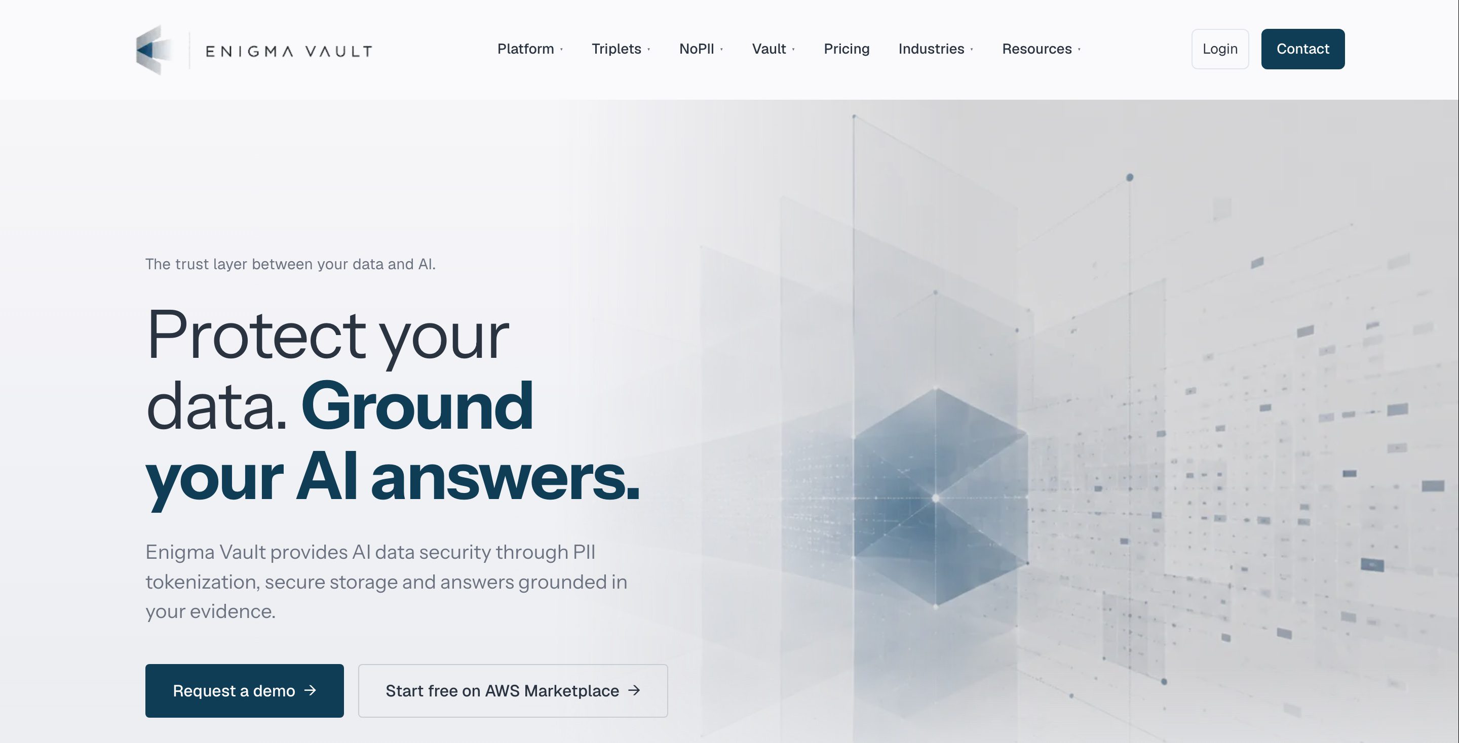 Enigma Vault homepage