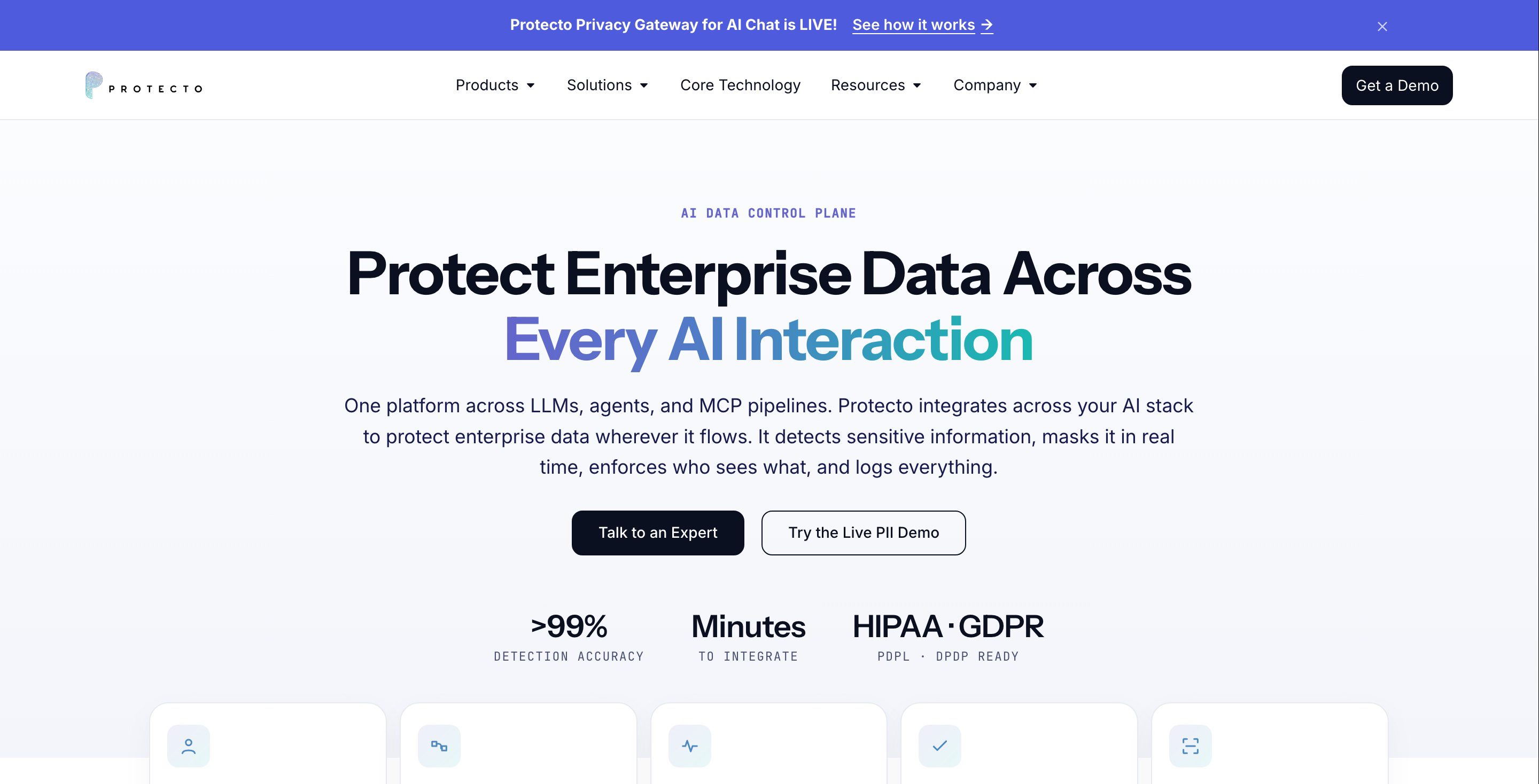 Protecto homepage