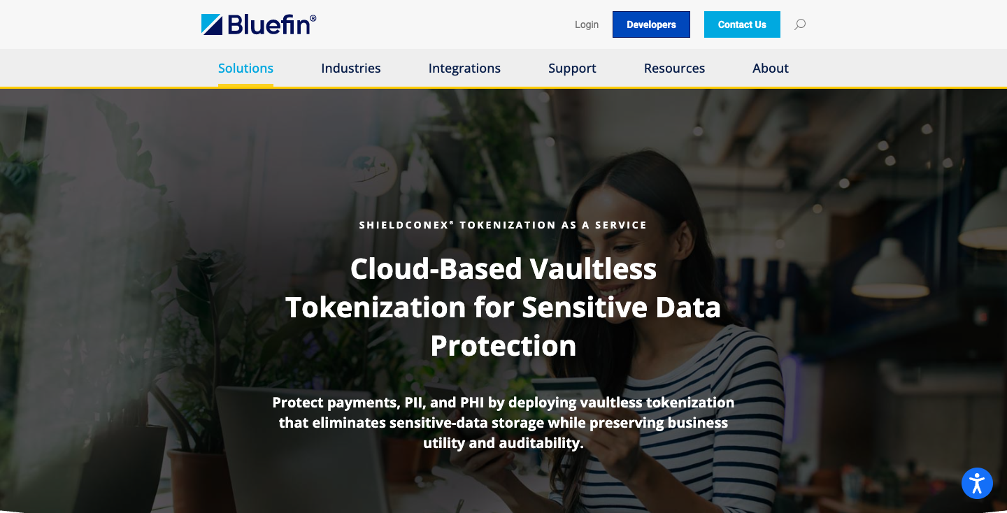 Bluefin ShieldConex vaultless tokenization page