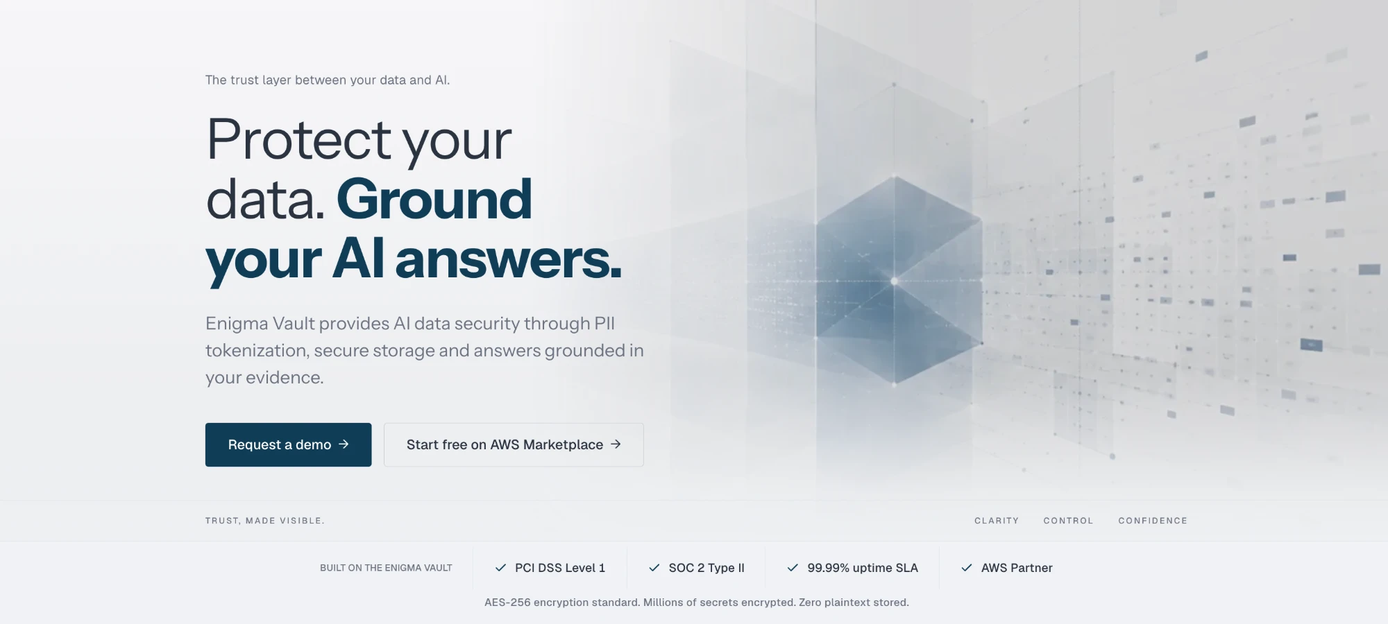 Enigma Vault homepage