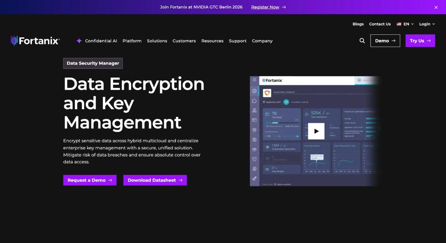 Fortanix Data Security Manager page