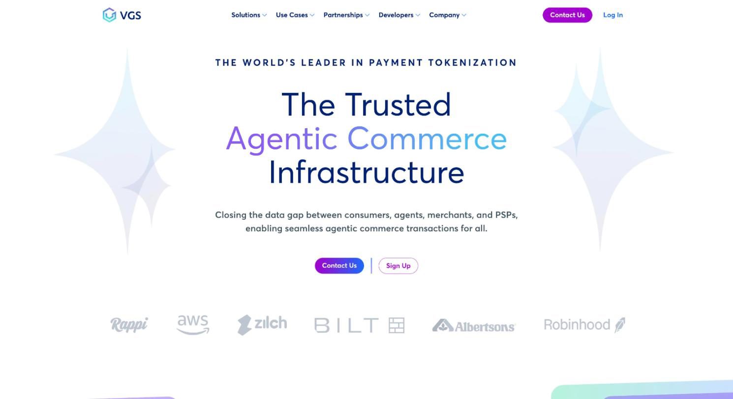 VGS homepage describing the world's leader in payment tokenization